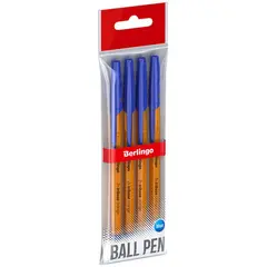 Ручка шариковая Berlingo &quot;Tribase Orange&quot;, синяя, 0,7мм, 4шт, пакет с европодвесом, фото 1