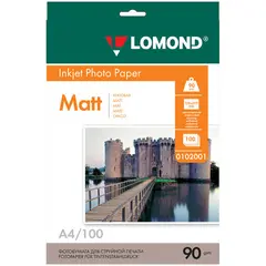 Фотобумага А4 для стр. принтеров Lomond,  90г/м2 (100л) мат.одн., фото 1