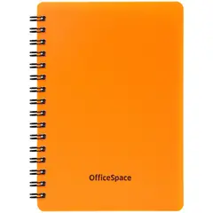 Записная книжка А6 60л. на гребне OfficeSpace &quot;Neon&quot;, оранжевая пластиковая обложка, фото 1