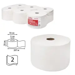 Бумага туалетная с центральной вытяжкой 207 м, LAIMA (Система T8) PREMIUM, 2-слойная, белая, КОМПЛЕКТ 6 рулонов, 112514, фото 1