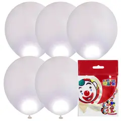 Воздушные шары,   5шт., М12/30см, ПатиБум &quot;White&quot;, пастель, со светодиодами, европодвес, фото 1