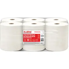 Полотенца бумажные рулонные 150 м, LAIMA (H1) PREMIUM, 2-слойные, белые, КОМПЛЕКТ 6 рулонов, 112505, фото 1