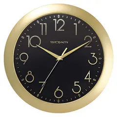 Часы настенные ход плавный, Troyka 11171180, круглые, 29*29*3,5, золотистая рамка, фото 1