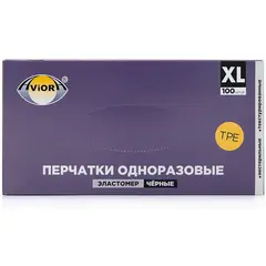 Перчатки эластомерные Aviora, XL, 100шт., черные, картонная коробка, фото 1