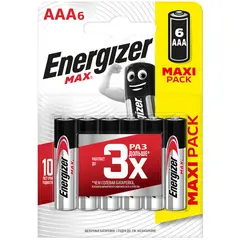 Батарейка Energizer Max AAA (LR03) алкалиновая, 6BL, фото 1