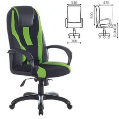 Кресло компьютерное BRABIX &quot;Rapid GM-102&quot; premium, НАГРУЗКА 180 кг, экокожа/ткань, черное/зеленое, 532419, GM-102_532419, фото 1