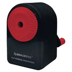 Точилка механическая BRAUBERG &quot;ULTRA&quot; для чернографитных и цветных карандашей, корпус черный с красным, 228626, фото 1
