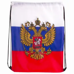 Сумка-мешок на завязках Триколор РФ, с гербом РФ, 32*42 см, BRAUBERG, 228328, RU37, фото 1