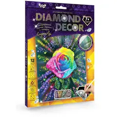 Картина из страз и глиттера Danko toys &quot;Diamond decor. Роза&quot;, комплект страз, карандаш-аппликатор, губка, акриловый лак, фото 1