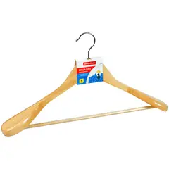 Вешалка-плечики OfficeClean, деревянная, анатомическая, антискользящая перекладина, 45 см, цвет сосна, фото 1