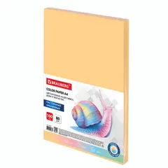 Бумага цветная BRAUBERG, А4, 80г/м, 100 л, пастель, оранжевая, для офисной техники, 112448, фото 1