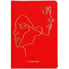 Обложка для паспорта OfficeSpace &quot;Life line&quot;, кожзам, красный, тиснение фольгой, фото 1