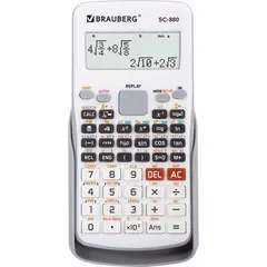 Калькулятор инженерный двухстрочный BRAUBERG SC-880-N (165х84 мм), 417 функций, 10+2 разрядов, БЕЛЫЙ, 250526, фото 1
