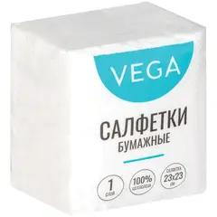 Салфетки бумажные Vega 1 слойн., 23*23см, белые, 80шт, фото 1