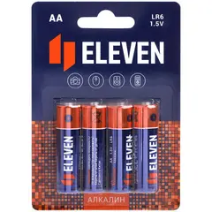 Батарейка Eleven AA (LR6) алкалиновая, BC4, фото 1