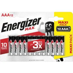 Батарейки КОМПЛЕКТ 12 шт,ENERGIZER Max, AAA(LR03,24А), алкалиновые,мизинчиковые, блис, E301530401, фото 1