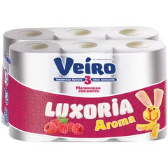 Бумага туалетная Veiro &quot;Luxoria Aroma. Малиновая свежесть&quot; 3-слойная, 12шт., цветное тиснение, белая, фото 1