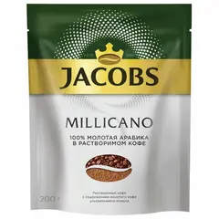 Кофе молотый в растворимом JACOBS Millicano, сублимированный, 200г, мягкая упаковка, ш/к 79599, 8052484, фото 1