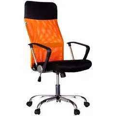 Кресло руководителя Helmi HL-E16 &quot;Content&quot;, ткань/сетка/экокожа черная/оранжевая, хром, фото 1