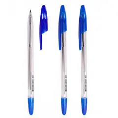 Ручка шариковая Стамм &quot;555&quot; синяя, 0,7мм, прозрачный корпус, фото 1