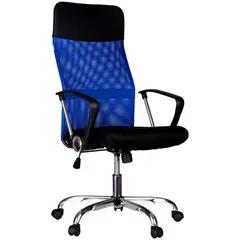 Кресло руководителя Helmi HL-E16 &quot;Content&quot;, ткань/сетка/экокожа черная/синяя, хром, фото 1