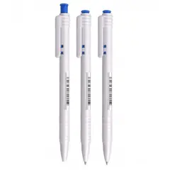 Ручка шариковая автоматическая Стамм, синяя, 0,7мм, белый корпус, фото 1