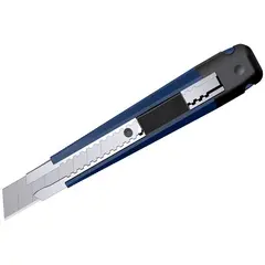 Нож канцелярский 18мм Berlingo &quot;Hyper&quot;, auto-lock, металл. направл., синий, европодвес, фото 1