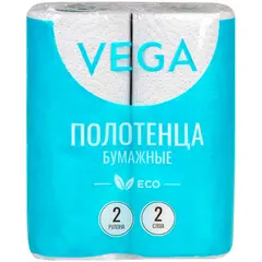 Полотенца бумажные в рулонах Vega, 2-слойные, 12м/рул, серые, 2шт., фото 1