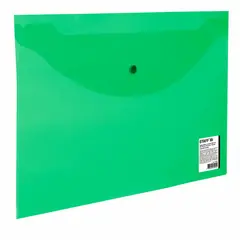 Папка-конверт с кнопкой STAFF А4 до 100 л прозрачная зеленая 0,15 мм, 270468, 120мкм, фото 1