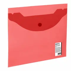 Папка-конверт с кнопкой МАЛОГО ФОРМАТА (240х190 мм) А5 прозрачная красная 0,15 мм, STAFF, 270465, 120мкм, фото 1
