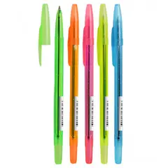Ручка шариковая Стамм &quot;511 Neon&quot; синяя, 1,0мм, прозрачный корпус с блестками, ассорти, фото 1