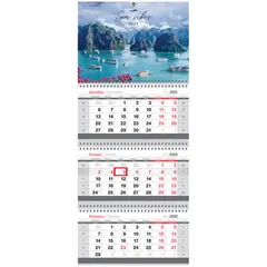 Календарь квартальный 3бл. на 3гр. OfficeSpace Mini &quot;Sea vibes&quot;, 2022г., фото 1