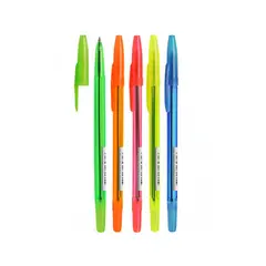 Ручка шариковая Стамм &quot;511 Neon&quot; синяя, 1,0мм, прозрачный корпус, ассорти, фото 1