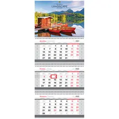 Календарь квартальный 3бл. на 3гр. OfficeSpace Mini &quot;Великолепный пейзаж&quot;, 2022г., фото 1