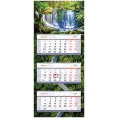 Календарь квартальный 3 бл. на 3 гр. OfficeSpace Mini Premium &quot;Waterfall&quot;, 2022г., фото 1