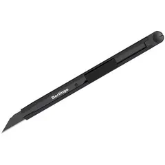 Нож канцелярский 9мм Berlingo &quot;Double black&quot;, auto-lock, металлический корпус, европодвес, фото 1