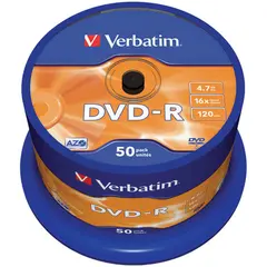 Диск DVD-R 4.7Gb Verbatim 16x Cake Box (50шт), фото 1