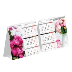 Календарь-домик настольный 190*170мм, OfficeSpace &quot;Mono Premium. Peonies&quot;, 2022г., фото 1