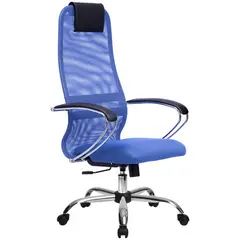Кресло руководителя Метта SU-BK-8 CH, ткань-сетка синяя №23, спинка-сетка, топ-ган, фото 1