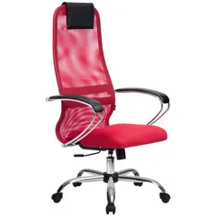 Кресло руководителя Метта SU-BK-8 CH, ткань-сетка красная №22, спинка-сетка, топ-ган, фото 1