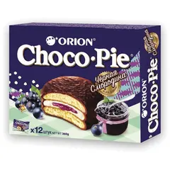 Печенье ORION &quot;Choco Pie Black Currant&quot; темный шоколад с черной смородиной, 360 г (12 штук х 30 г), О0000013002, фото 1