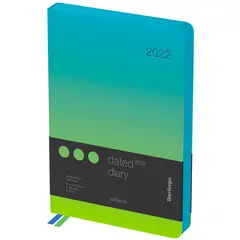 Ежедневник датированный 2022г., A5, 184л., кожзам, Berlingo &quot;Radiance&quot;, зеленый/голубой градиент, фото 1