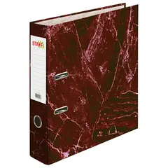 Папка-регистратор STAFF БЮДЖЕТ с мраморным покрытием, 70 мм, без уголка, красная, 229619, фото 1