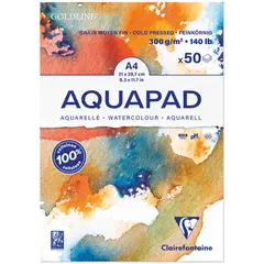 Альбом для акварели 50л., А4, на склейке Clairefontaine &quot;Goldline Aqua&quot;,300г/м2, холод. прессование, фото 1