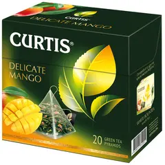 Чай Curtis &quot;Delicate Mango Green Tea&quot;, зеленый, аромат, 20 пакетиков-пирамидок по 1,8г, фото 1