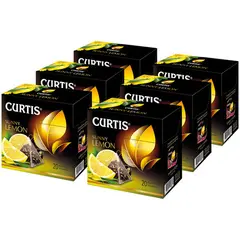 Чай Curtis &quot;Sunny Lemon&quot;, черный, аромат, 6 пачек*20 пакетиков-пирамидок по 1,7г, спайка, фото 1