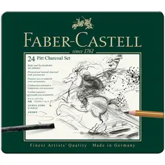 Набор угля и угольных карандашей Faber-Castell &quot;Pitt Charcoal&quot; 24 предмета, метал. кор., фото 1