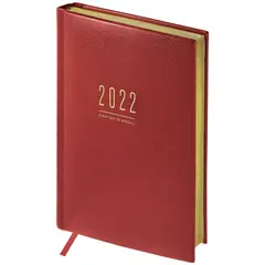 Ежедневник датированный 2022г., A5, 176л., кожзам, OfficeSpace &quot;Dallas&quot;, бордовый, фото 1