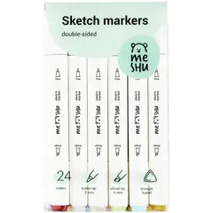 Набор маркеров для скетчинга MESHU, 24цв., пастельные цвета, фото 1
