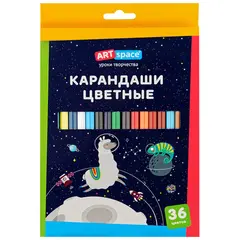 Карандаши цветные ArtSpace &quot;Космонавты&quot;, 36цв., заточен., картон, европодвес, фото 1